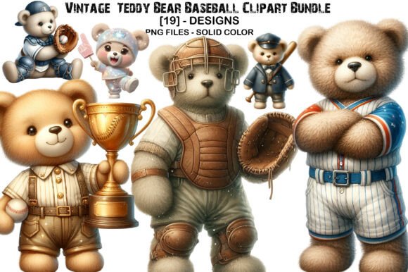 Download Vintage Teddy Bear Baseball Bundel - Bundel Collection
