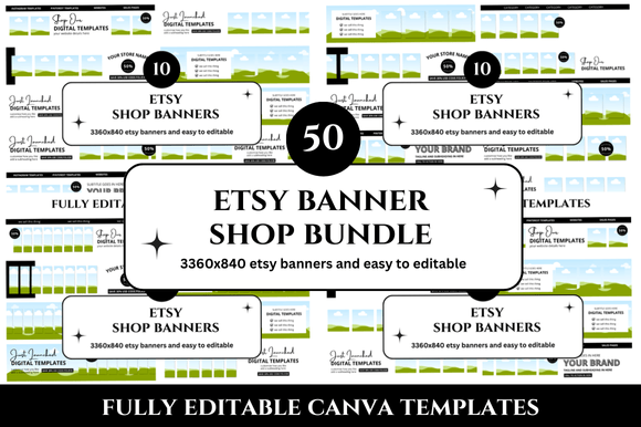 Download 50 Etsy Shop Banner Canva Bundle - Canva bundle Collection